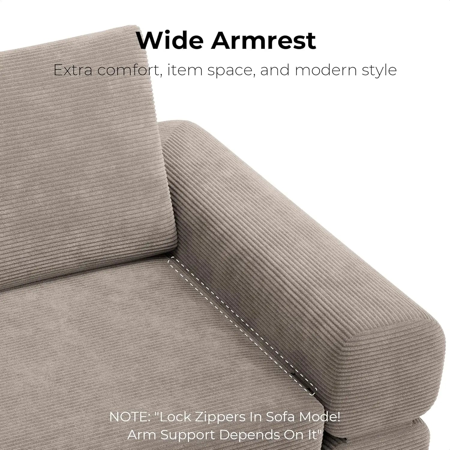 Convertible Sleeper Sofa Bed Floor Sofa 3-in-1 No Assembly, Foldable Mattress with Corduroy Upholstery Green, Dark Grey