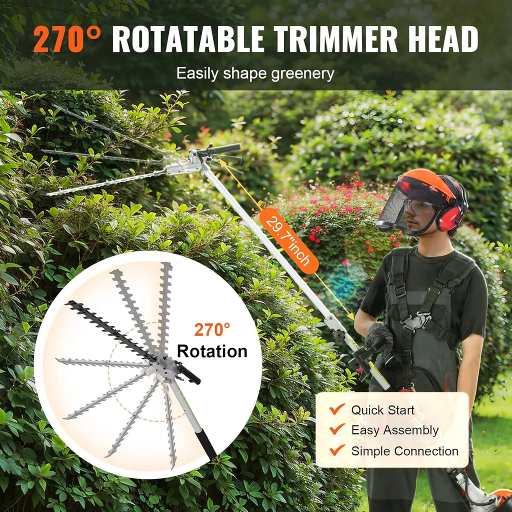 33CC 5-in-1 Multi-Functional Trimming Tools, Gas Hedge Trimmer, Weed Eater, String Trimmer, Brush Cutter, Edger