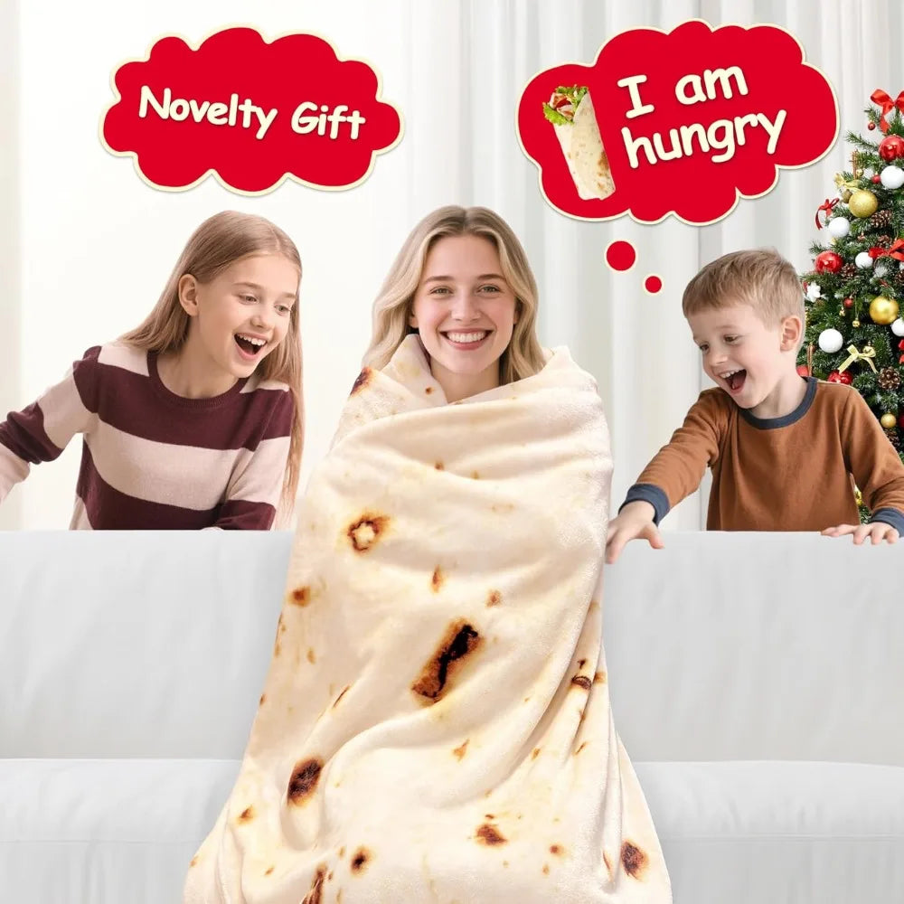 Mermaker 71" Tortilla Burrito Blanket – Soft Flannel Taco Throw for Adults Kids, Funny Food Gift for Women, Men, Teens,