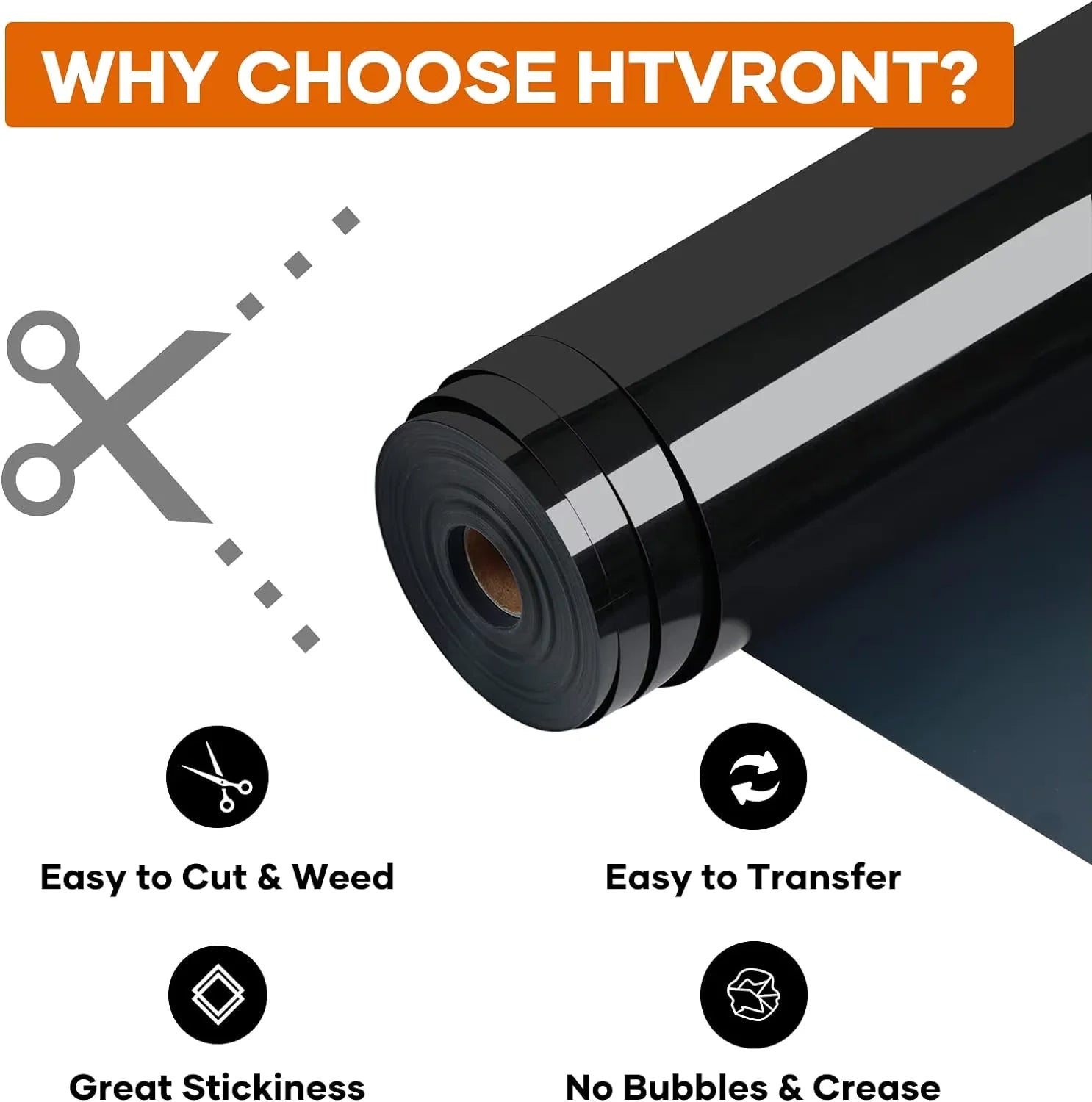 HTVRONT 12" x 100FT White HTV Heat Transfer Vinyl for T-Shirts & 12" x 100FT Black HTV Heat Transfer Vinyl for All Cutter Machine