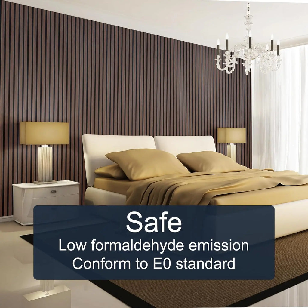 Wood Panels for Wall, 4-Piece 96" x 12.6" Soundproof Wood Slat Wall Panel for Interior Wall Decor Noise Cancelling