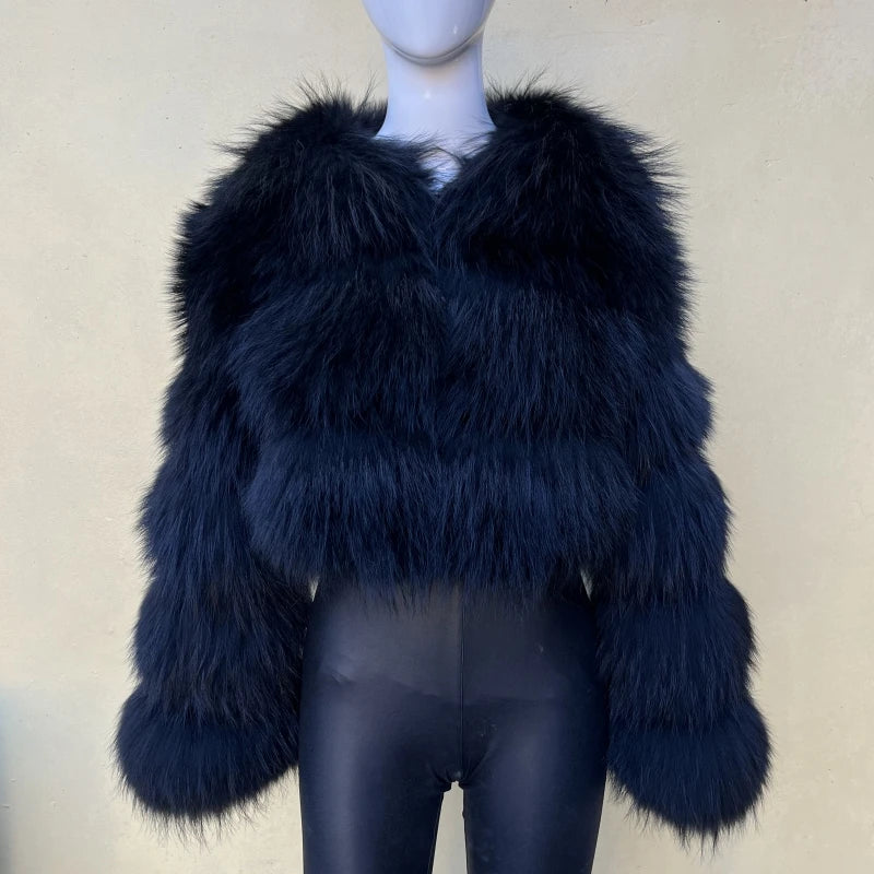 BEIZIRU Women's Short Real Raccoon Fur Coat/ Winter/ Long Sleeve Hooded/ Natural Luxury Thick Jacket for Fashionable Cold Weather