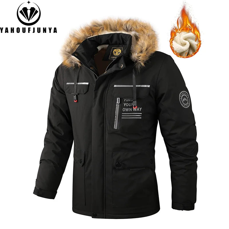 Winter Men Outwear Fleece/ Warm Removable Hooded Hiking Jacket Men/ Outdoor Windproof /Casual Fashion Jacket Coat Male Clothing
