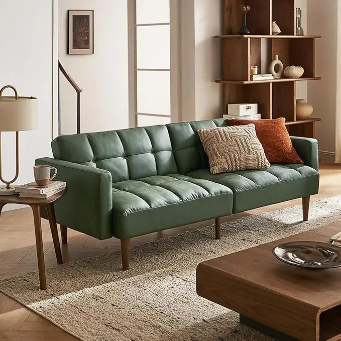 Aaron 76.8" Couch, Small Futon Sofa Bed, Sleeper, Loveseat, Mid Century Modern Futon Couch, Couches for Living Room