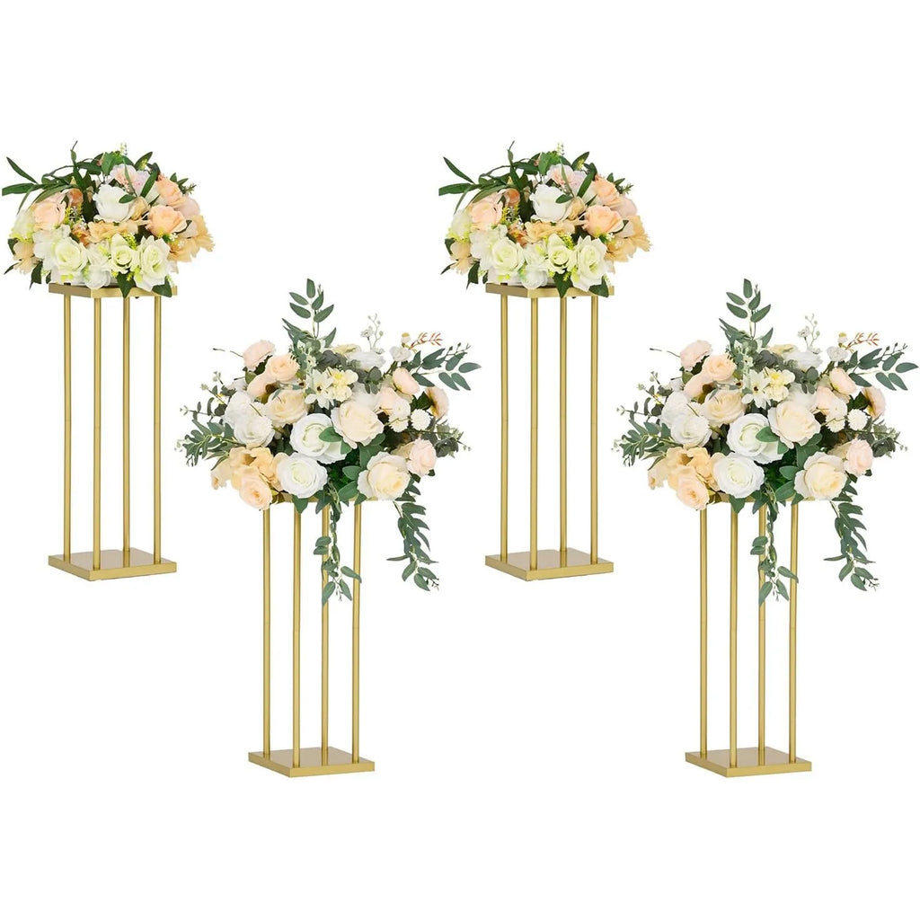 4 Pcs Gold Metal Flower Stand 23.6 in Tall Wedding Aisle Centerpiece Party Flower Holder/ Event Decoration