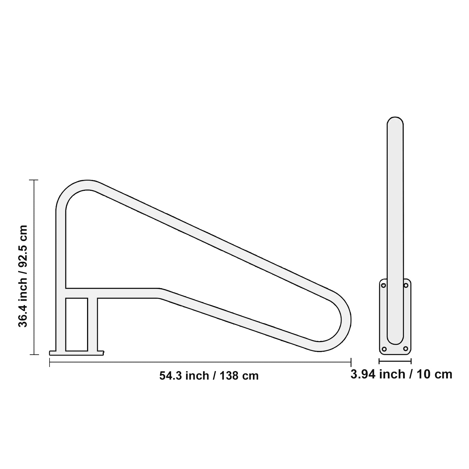 Pool Handrail Stainless Steel with Base Plate for Indoor/Outdoor Swimming Pool Safety Railing w/ Grip Cover for Decks