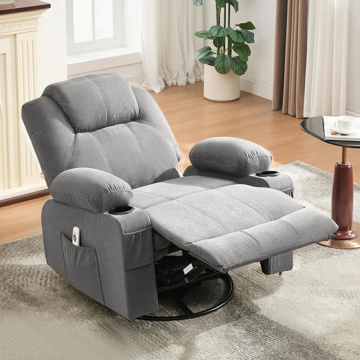 Swivel Rocker Recliner Chair with Heat and Massage, 360 Degree Swivel Recliner Chair