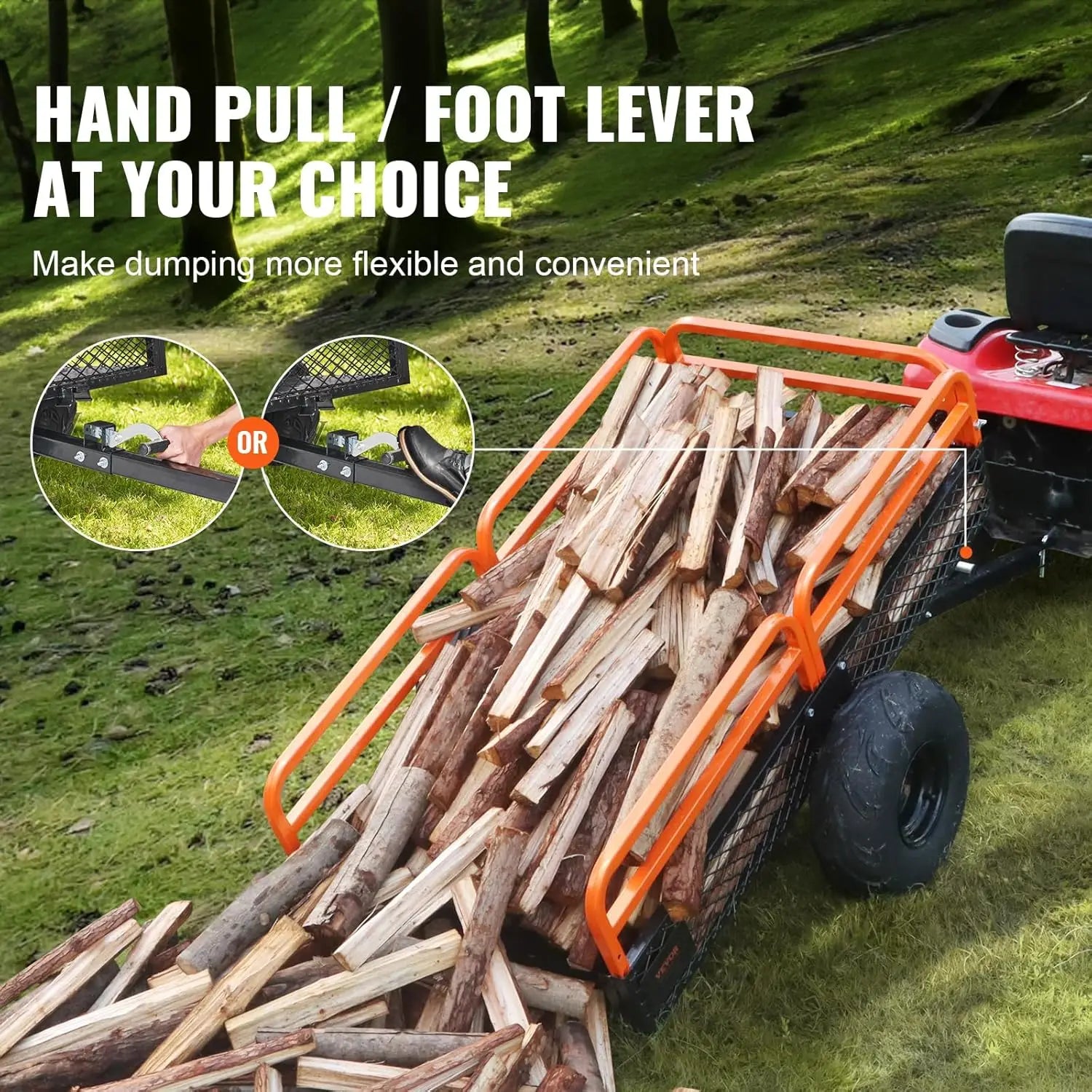 Heavy-Duty 1500lbs Capacity Yard Garden Trailer with 15 Cubic Feet Dump Cart for Lawn and Garden Use