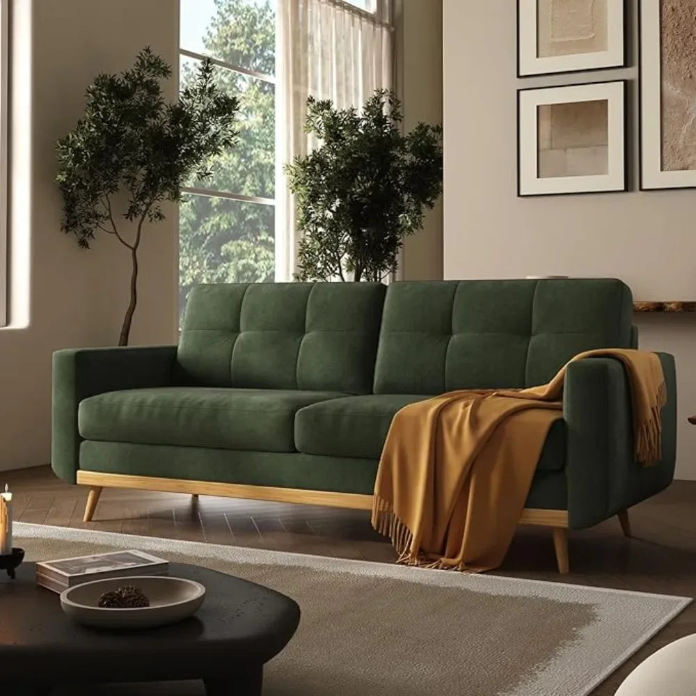 Mid Century Modern Loveseat Sofa Button Tufted Upholstered Small Couch for Living Room Bedroom Decor