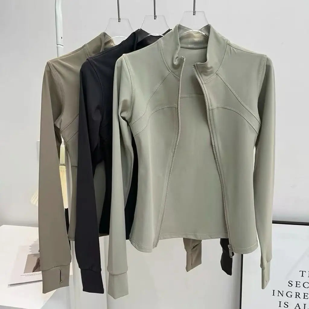 Yoga Suit Women's High-end Standing Collar Long Sleeved Sports Jacket Running Training Fitness Top Windproof Running Suit