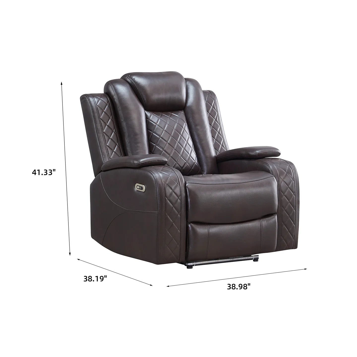 Power Reclining Sofa Couch with Wireless Charger/ 3 Seater Recliner/Reading Light Leather/ Bluetooth Speaker/ Theater Seating LED