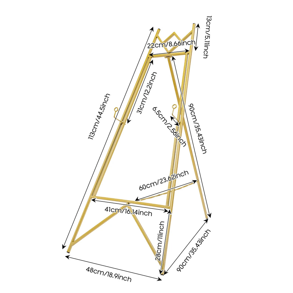 2Pcs Display Easel Stand, Gold Poster Easel Tripod, Adjustable Poster Frame Holder, Floor Standing Sign Stand for Wedding Party Exhibition