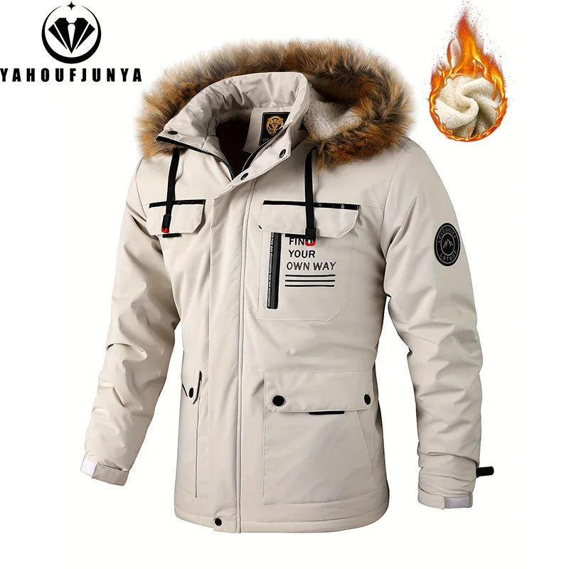 Winter Men Outwear Fleece/ Warm Removable Hooded Hiking Jacket Men/ Outdoor Windproof /Casual Fashion Jacket Coat Male Clothing