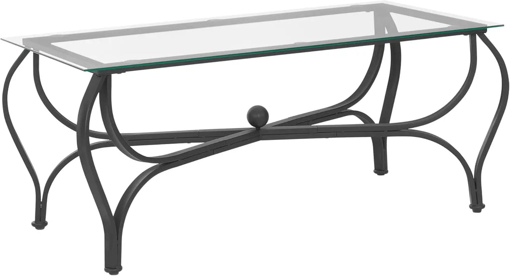 3-Piece Coffee Table Set, Tempered Glass Surface Living Room Sets, Coffee Table & 2 End Side Table, Metal Frame
