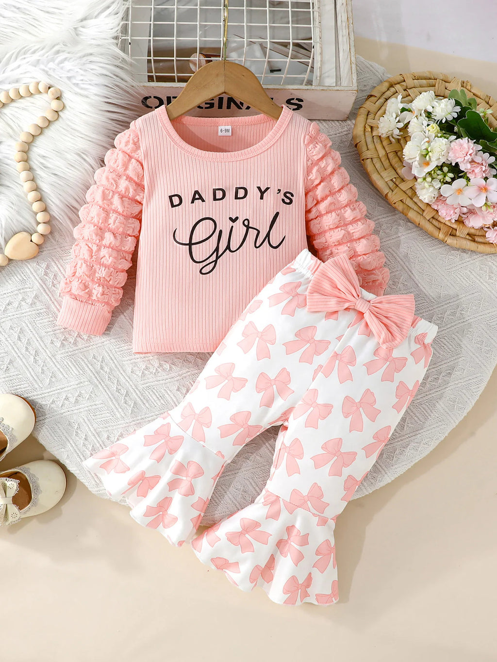 Cute Baby Girl Autumn Clothes Floral Print Ruffle Sleeve Top Elastic Waistband Leggings 2 Piece Outfit Set for Toddler