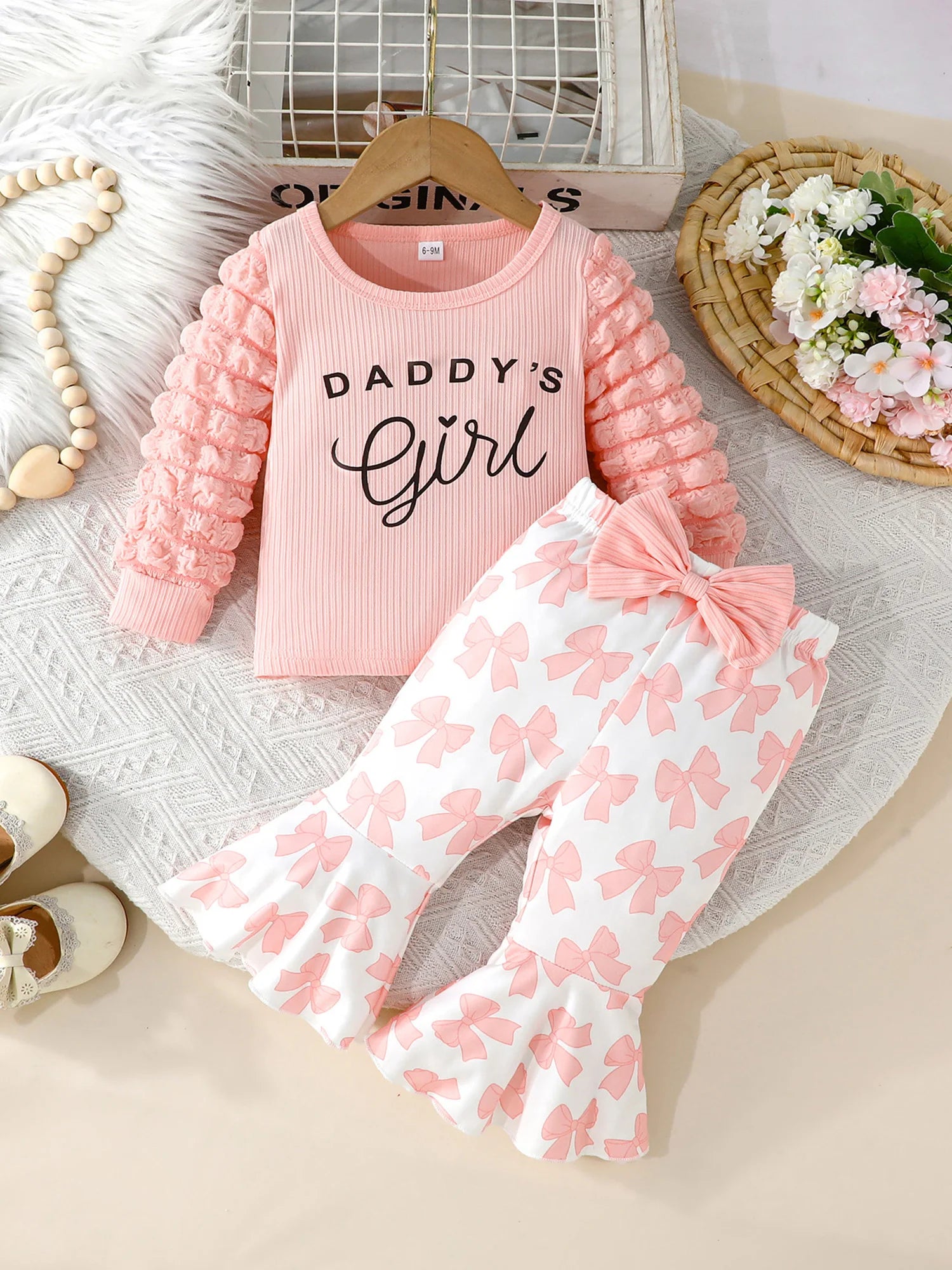 Cute Baby Girl Autumn Clothes Floral Print Ruffle Sleeve Top Elastic Waistband Leggings 2 Piece Outfit Set for Toddler