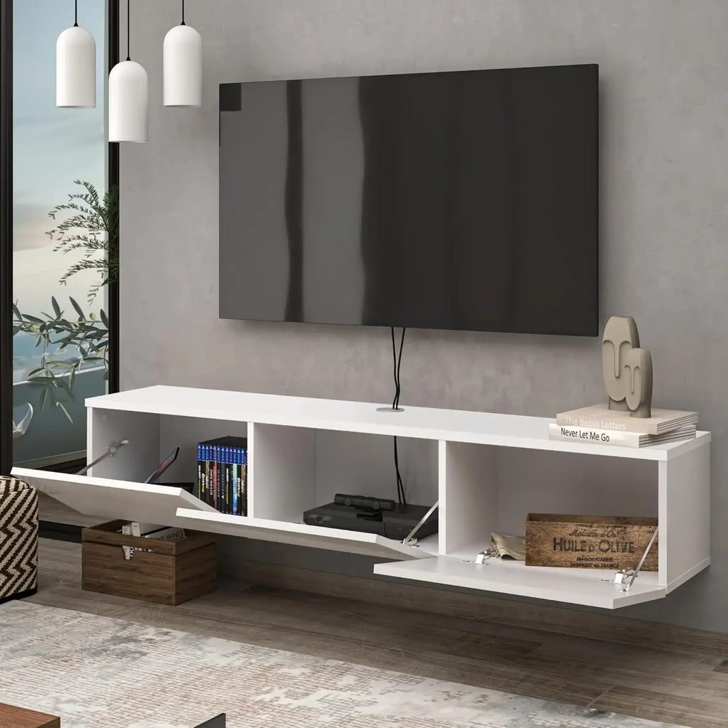 White Floating TV Stand, TV Stand up to 75 Inch TV, Floating TV Stand Wall Mounted, Floating Entertainment Center