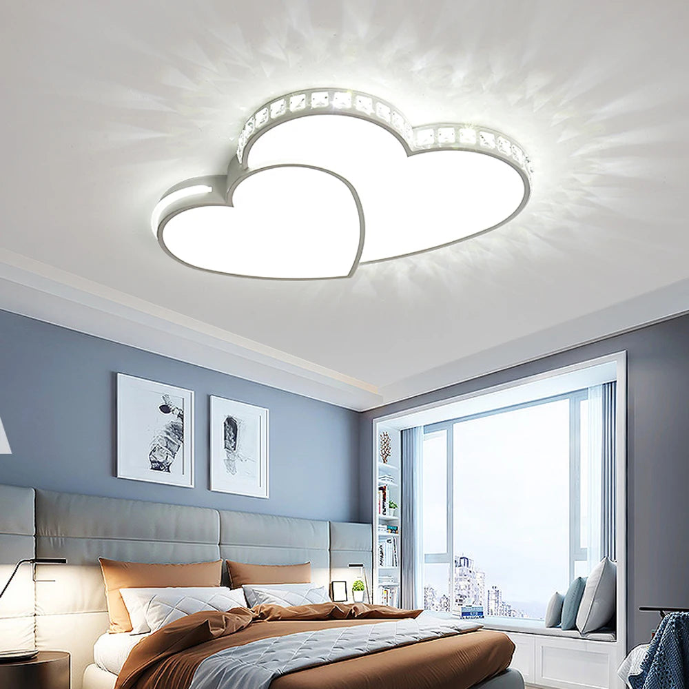 Modern Heart Shaped Ceiling Lights/ Crystal LED Flush Mount Lamp/ Children's Room/ Living Room/ Bedroom Lamp Fixture