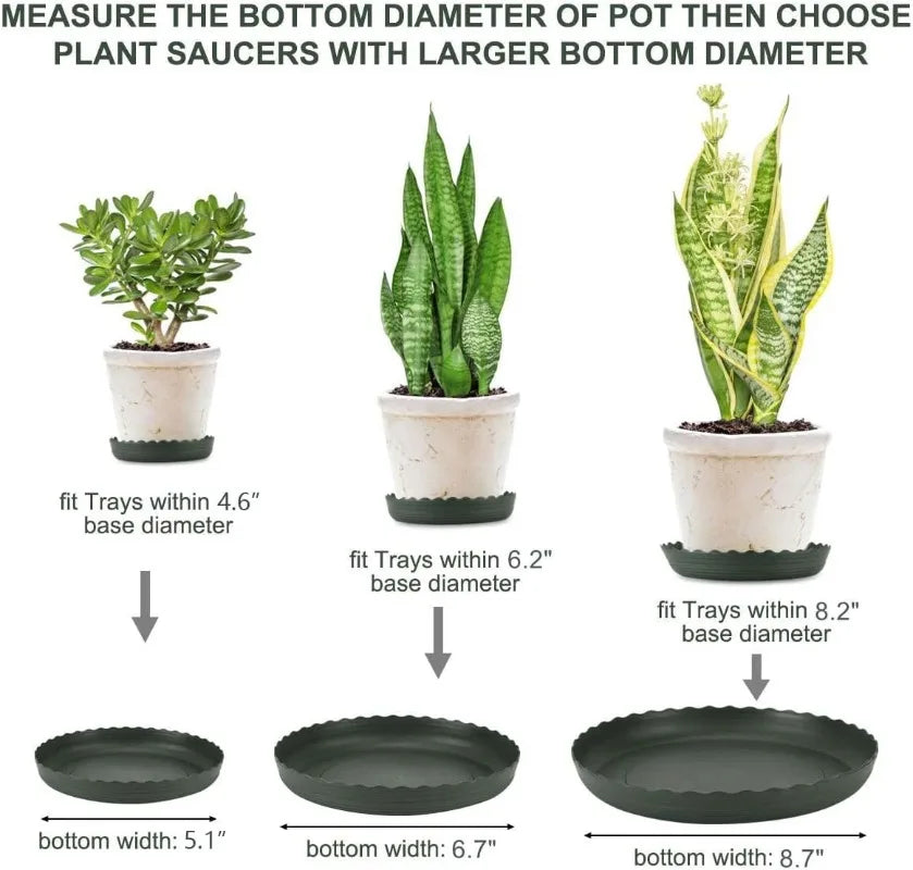 12Pcs Plant Saucer, 6 8 10 Inch Durable Plastic Plant Tray, Black Round Plant Pot Saucers, Drip Tray for Indoor and Outdoor Gardening