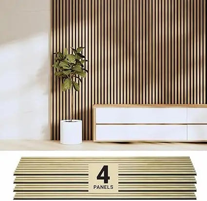 Oak Acoustic Wall Panels/ 4-Pack - 94.49 x 12 - Decorative Soundproof Wood Panels