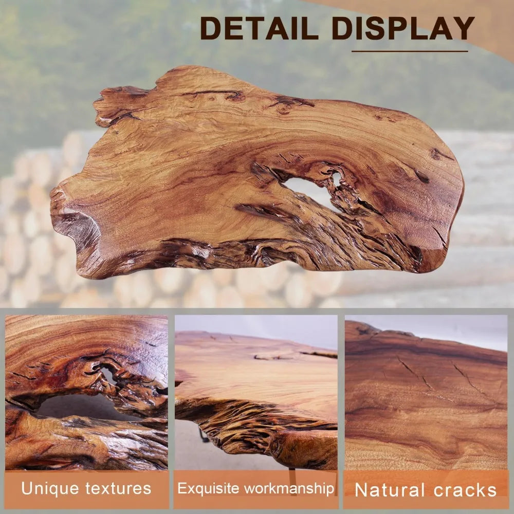 Wood Coffee Table, Unique Live Edge Coffee Table for Living Room