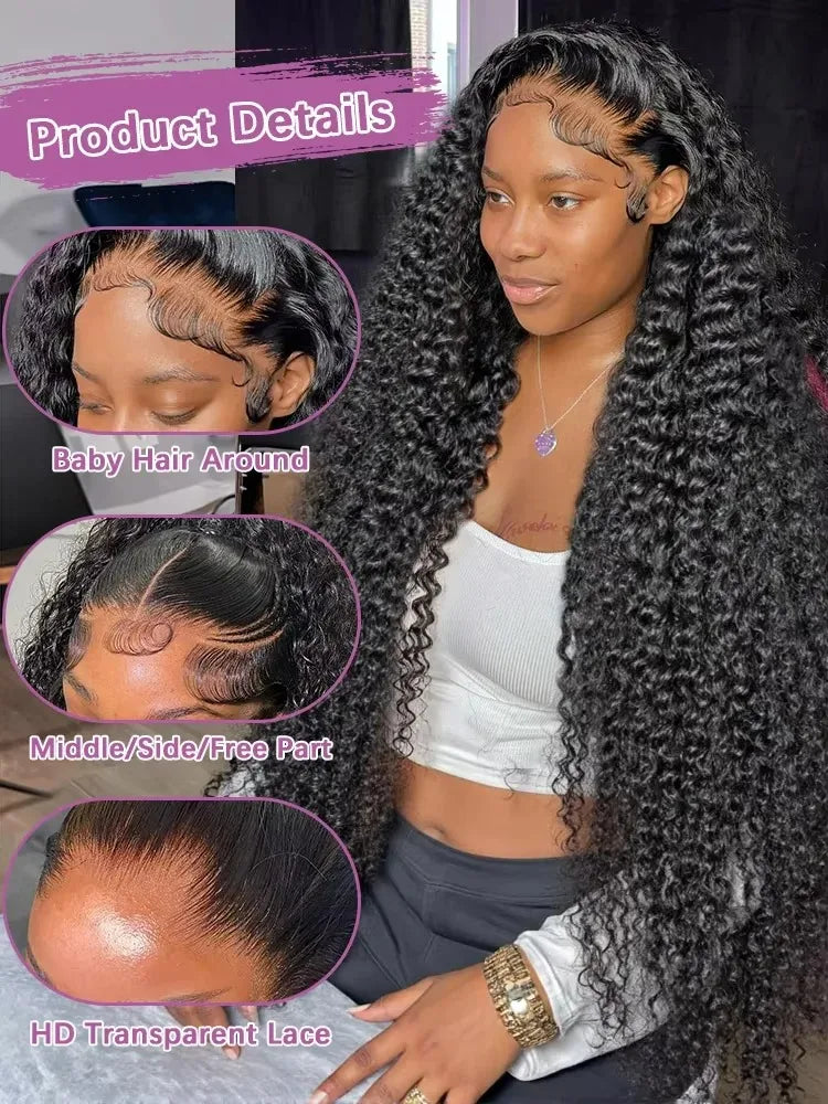 Golden Deep Wave 13x4 13x6 HD Lace Frontal Wigs/ Human Hair/ Water Curly Front Wigs 5x5 Glue Less Human Hair for Women