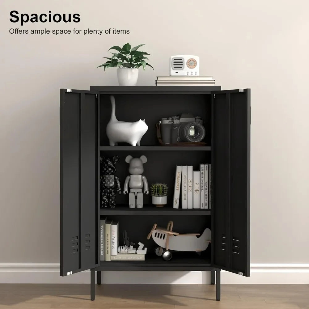 Metal Storage Cabinet,2 Door Locker Cabinet with Adjustable Shelves, Metal Cabinets with Doors, Shoe Cabinets for Living Room