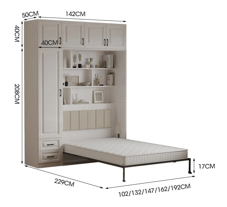 Full Murphy Bed With Closet Organizer With Drawers Full Size Bed Space-Saving