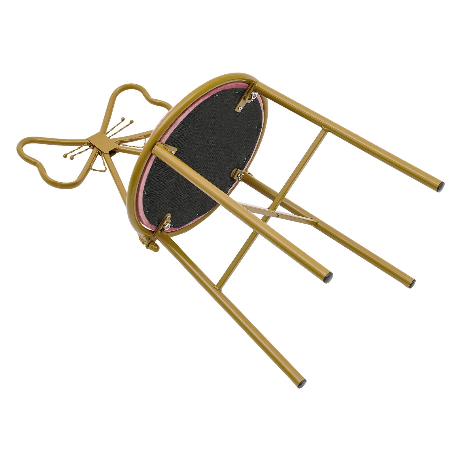 Deep Pink Makeup and Dressing Chair with Bow Shaped Backrest for Restaurants, Nail Salons/Parties