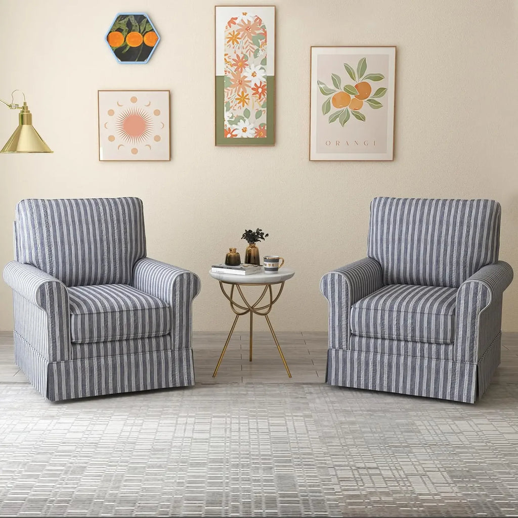 Modern Linen Swivel Chair, Comfortable Reading Chair, Upholstered Square Living Room Chair