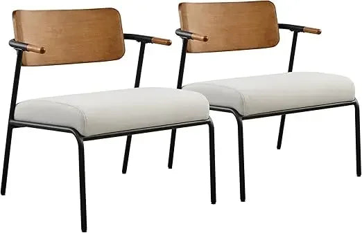 Accent Chair Set of 2, Mid-Century Modern Chair, Upholstered Lounge Armchair with Metal Frame & Removable Cushion