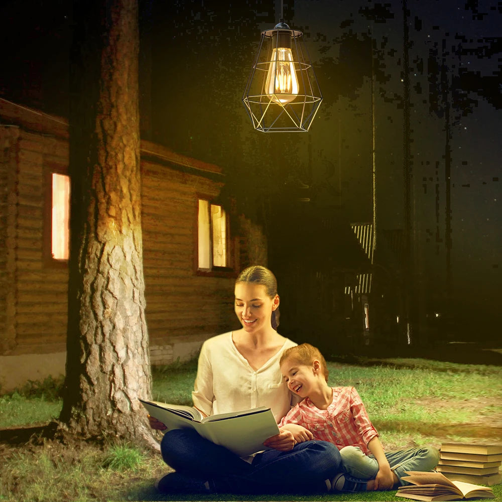 Lamp Solar Shed Light/ 4000mAh Metal Basket Solar Pendant Light /Solar Chandelier /Hanging Light For Garden/ Yard /Gazebo/ Barn