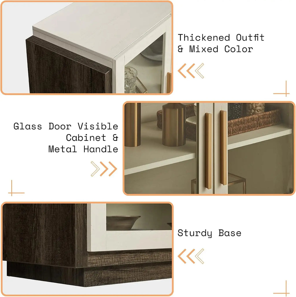 Sideboard Buffet Cabinet, Mixed Color Accent Cabinet