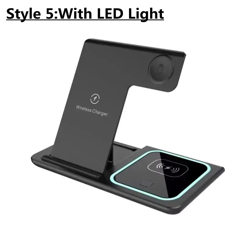 Desk Fast Wireless Charger Stand Pad/ Foldable Fast Charging Station Dock for iPhone 16 15 14 13 12 Pro Max Apple Watch, Air Pods