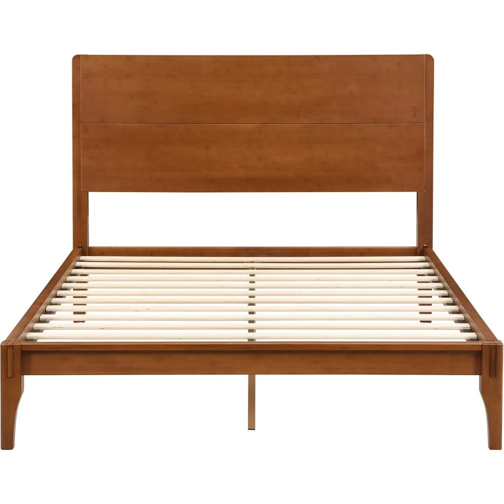 Full Size Bamboo Platform Bed, with Tall Headboard