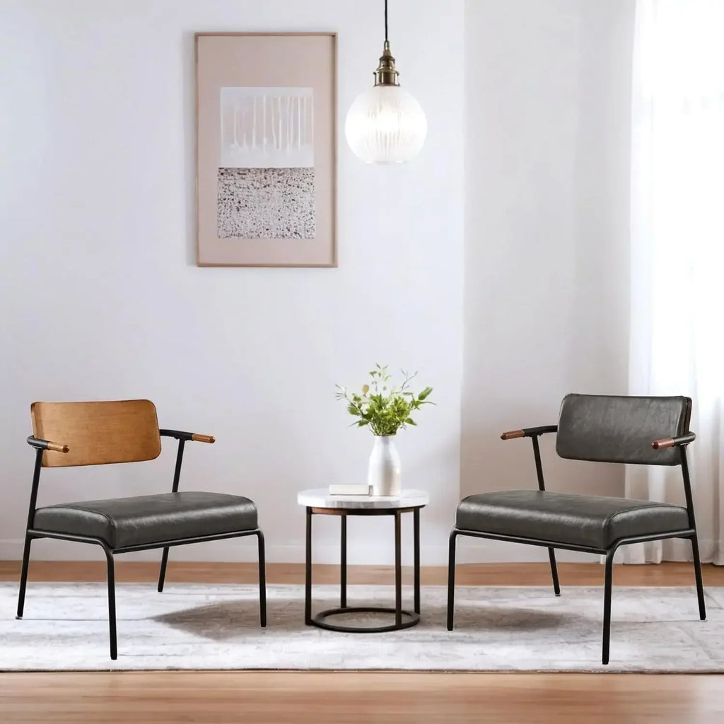 Accent Chair Set of 2, Mid-Century Modern Chair, Upholstered Lounge Armchair with Metal Frame & Removable Cushion