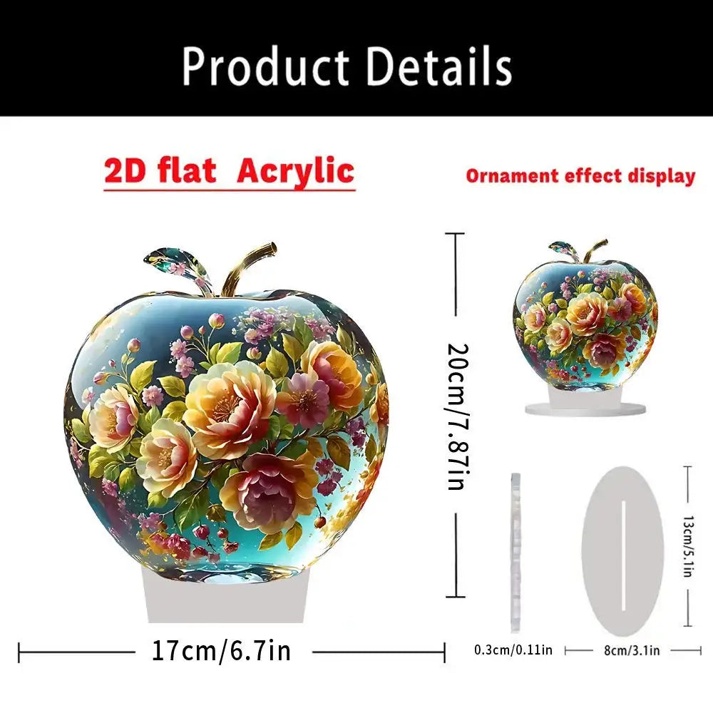 Clear Apple Collectible Figurines Crafts/ Crystal Apple Figurine Paperweight Home/ Office Handmade Statue Ornament Decoration