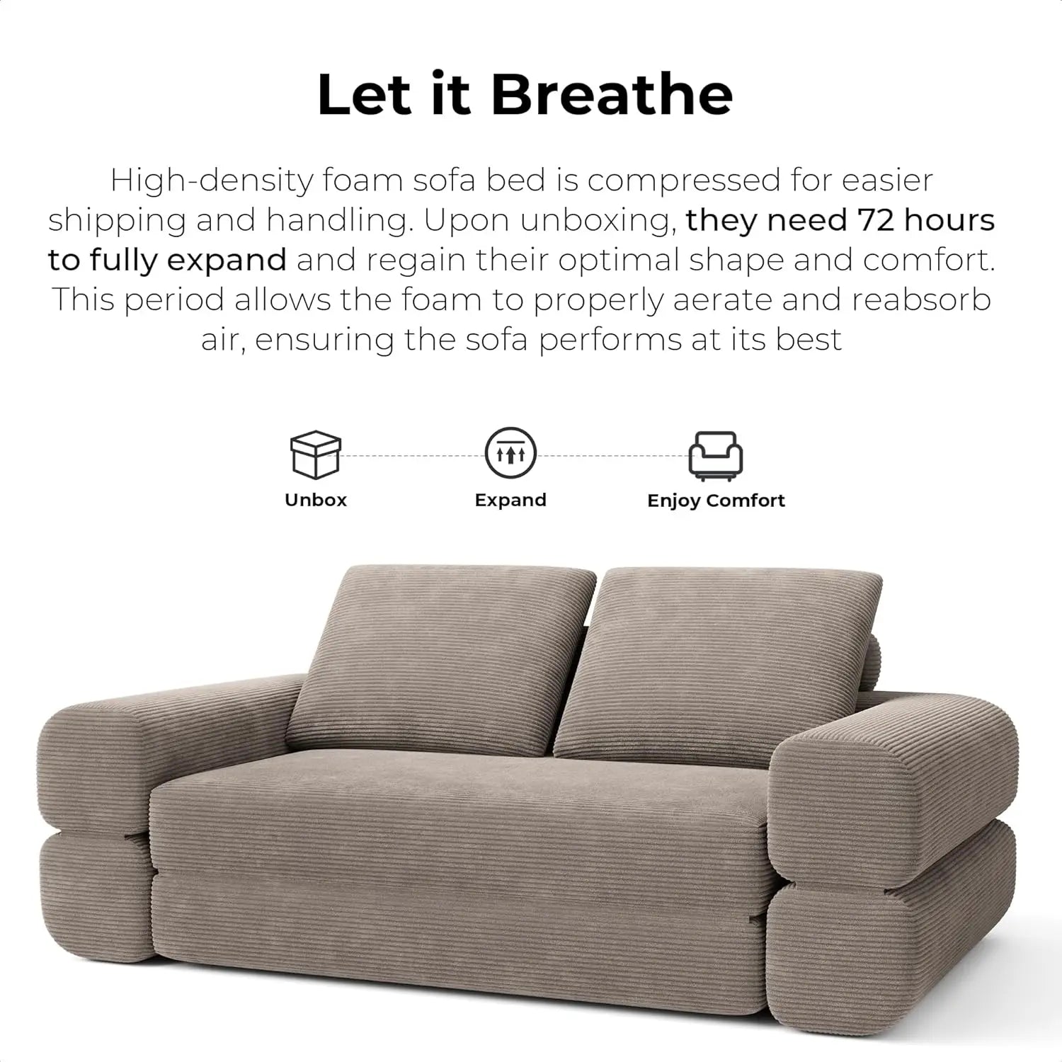 Convertible Sleeper Sofa Bed Floor Sofa 3-in-1 No Assembly, Foldable Mattress with Corduroy Upholstery Green, Dark Grey