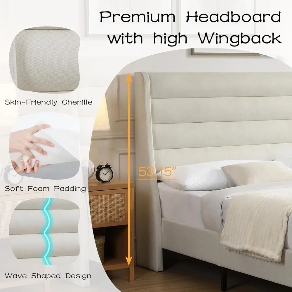 Bed Frame and Headboard, Upholstered Bed Frames, Platform Bed