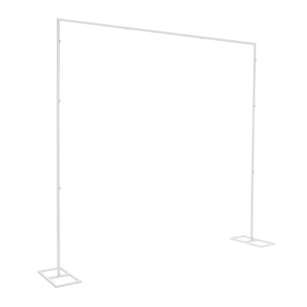 Wedding Stand, 2.4x2.4m Metal Wedding Stand, White Square Arch Backdrop, Heavy Duty Iron Support, Party Event Background Decoration, Rustproof Durable Frame for Balloon/ Floral Curtain Display, Indoor/ Outdoor Ceremony/ Photo