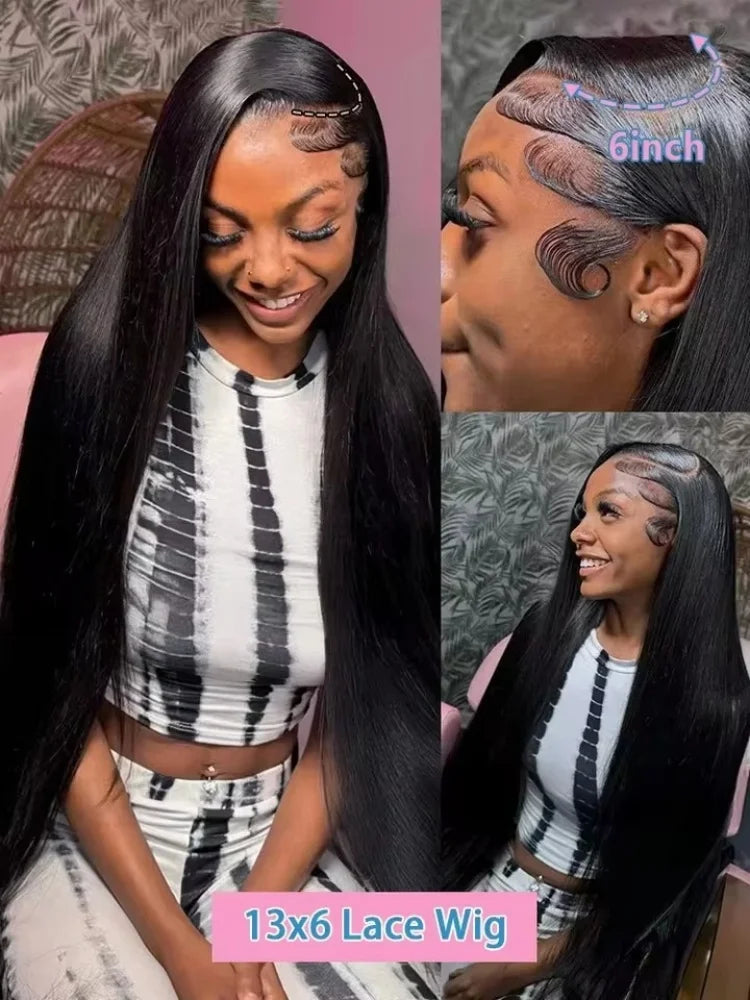 40 46Inch Body Wave Wigs Human Hair 13x6 13x4 HD Lace Frontal 100% Human Hair Wig For Black Women 250 Density Lace Closure Wigs