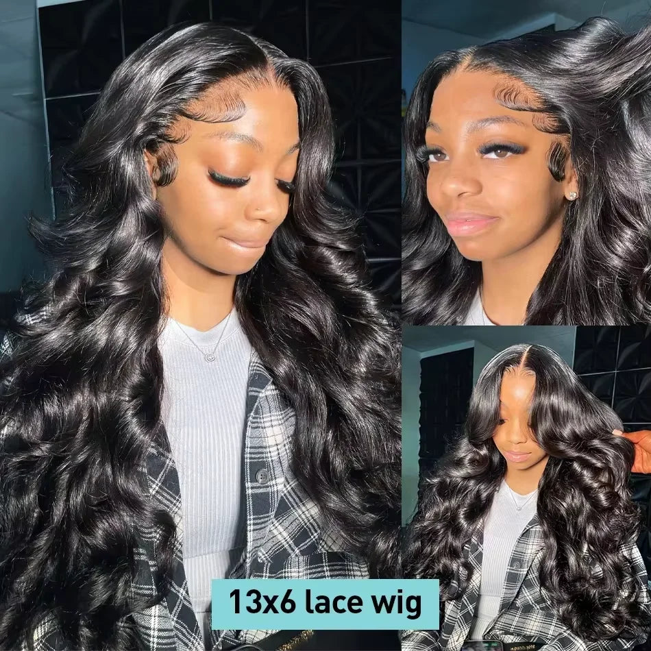 250 Density Body Wave 13x6 HD Transparent Lace Frontal Wig For Black Women 100% Human Hair Wigs 13x4 Pre Plucked Wet And Wavy Lace Front Wig Natural Color