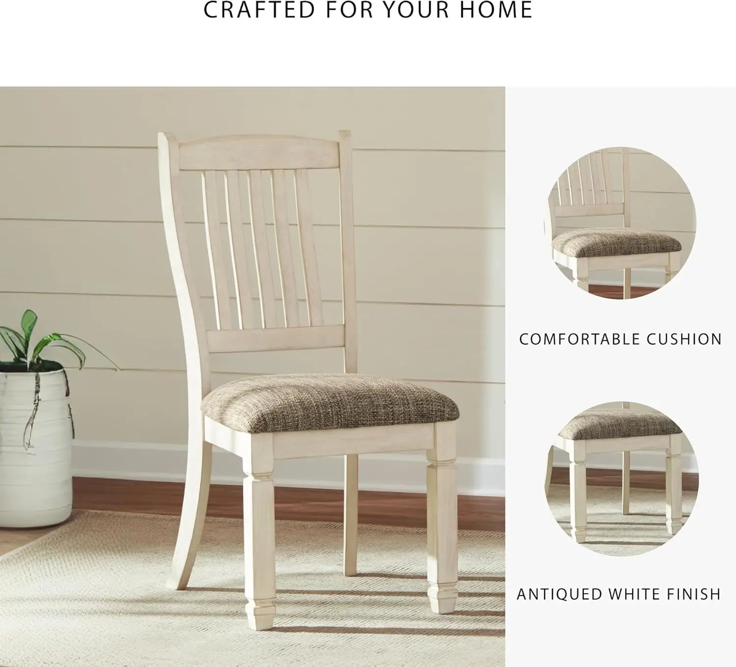 Bolanburg 20" Upholstered Dining Room Chair, Set Of 2, Antique White