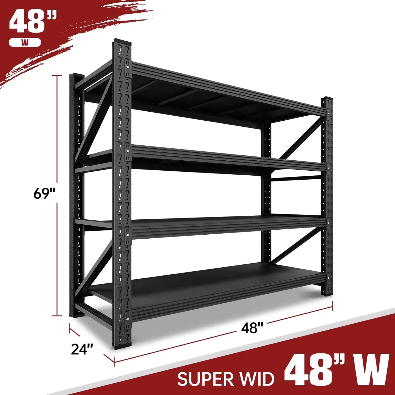 3000LBS Storage Shelves ,48" W Garage Shelving Heavy/ Duty Metal Adjustable Garage Shelves, Shelving Units Industrial Shelving