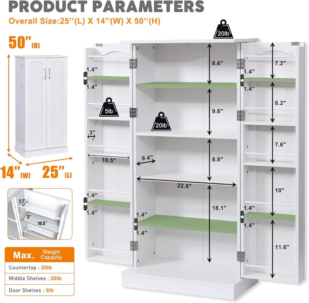 50" Craft Storage Cabinet with LED Lights – Adjustable Shelves Sewing Organizer, Multi-Purpose Sewing Cabinet