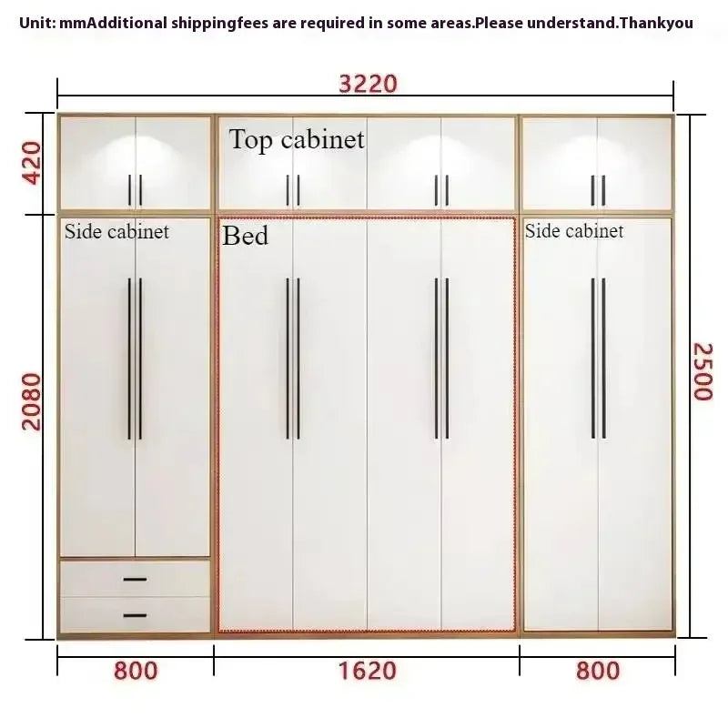 Full Murphy Bed with Closet Organizer with Drawers Full Size Bed Space-Saving Sleeping Arrangement for Multipurpose Room