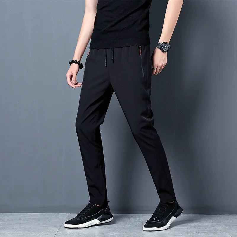 Men's Casual Pants Business Stretch Slim Fit Elastic Waist Jogger / Classic Blue Black Gray Male Brand Trousers