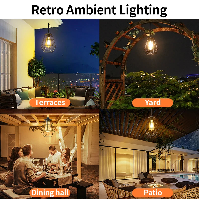Lamp Solar Shed Light/ 4000mAh Metal Basket Solar Pendant Light /Solar Chandelier /Hanging Light For Garden/ Yard /Gazebo/ Barn