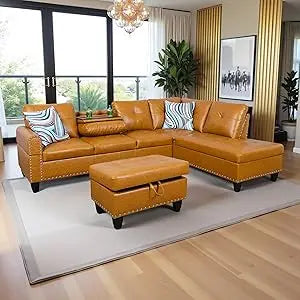 103.5" Oversized Sectional Couch, L Shaped Couch with Storage Ottoman, Modern Modular Sofa with Deep Seat