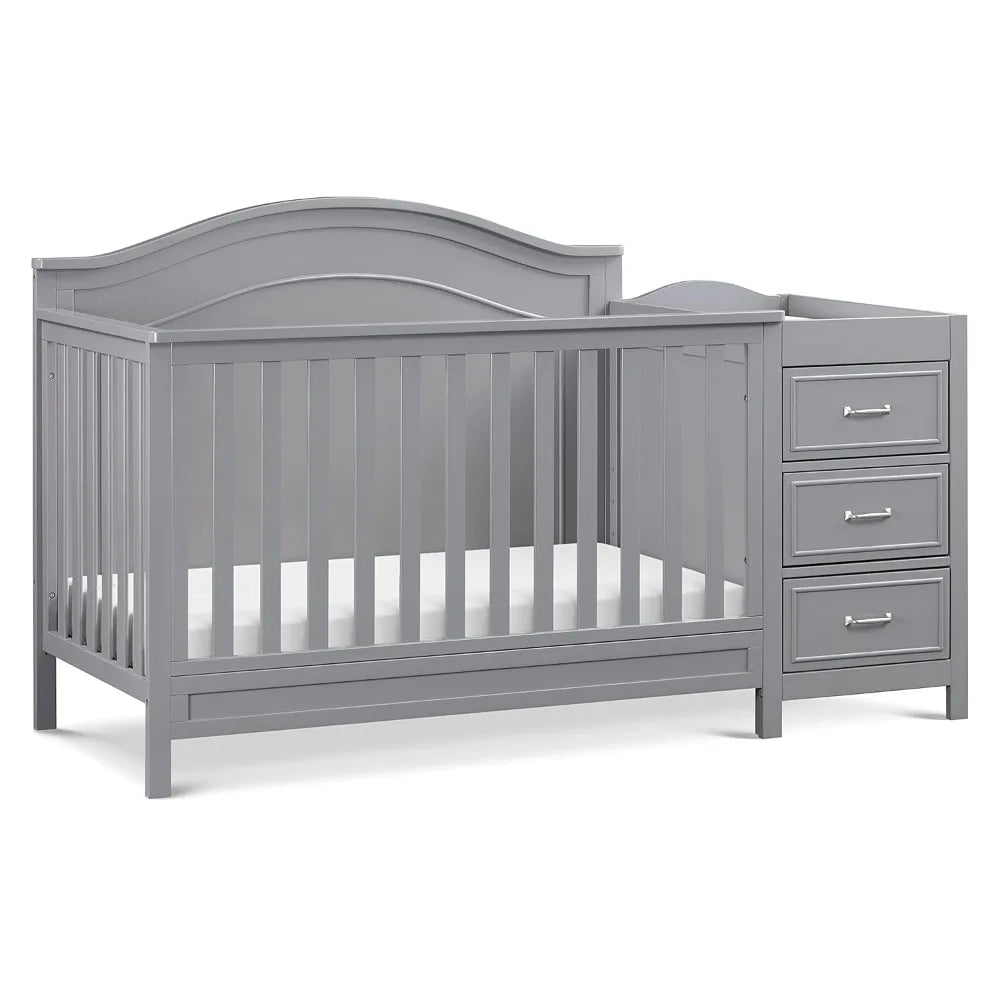 4-in-1 Convertible Baby Crib w/Changing Table - Wooden Toddler Bed, Daybed & Twin Bed Conversion - GREENGUARD Gold Cert